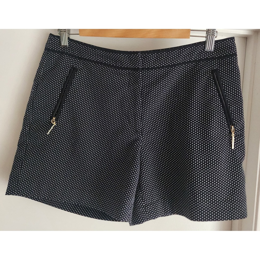 H&M Shorts Women Size 10 Casual Black White Polka Dots Retro